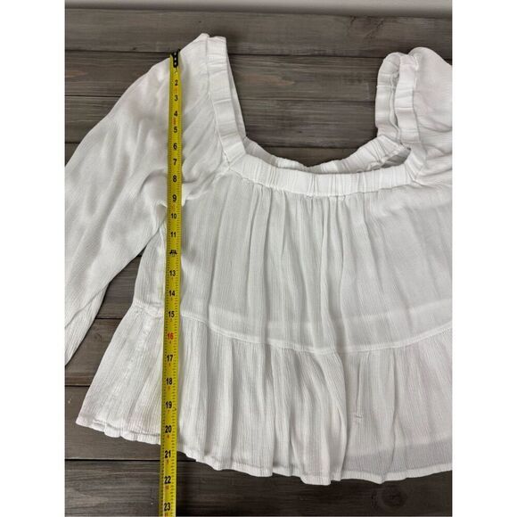 ASOS Square Neck Crinkle Smock Ivory White Smock‎ Top Size 10 - Picture 9 of 9